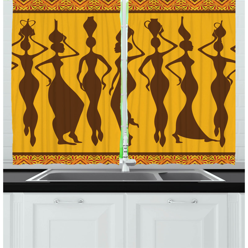 East Urban Home African 2 Piece Kitchen Curtain Wayfair